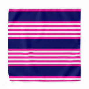 Fuchsia and white five stripes pattern with blue bandana