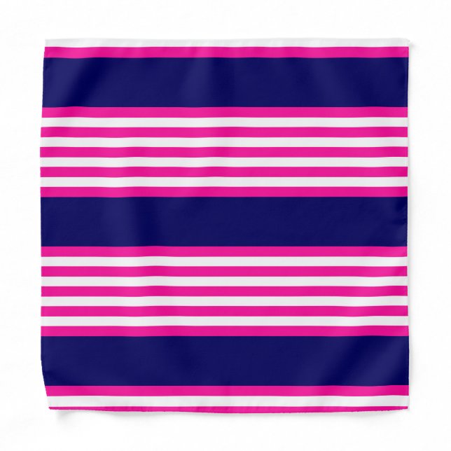 Fuchsia and white five stripes pattern with blue bandana (Front)