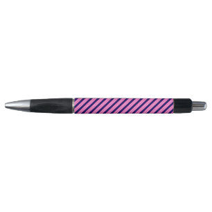 Fuchsia and white five stripes pattern with blue pen
