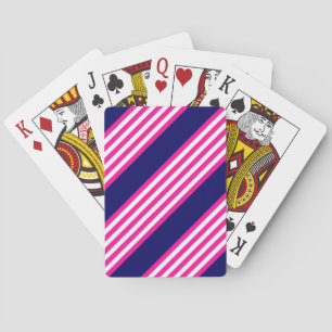 Fuchsia and white five stripes pattern with blue poker cards
