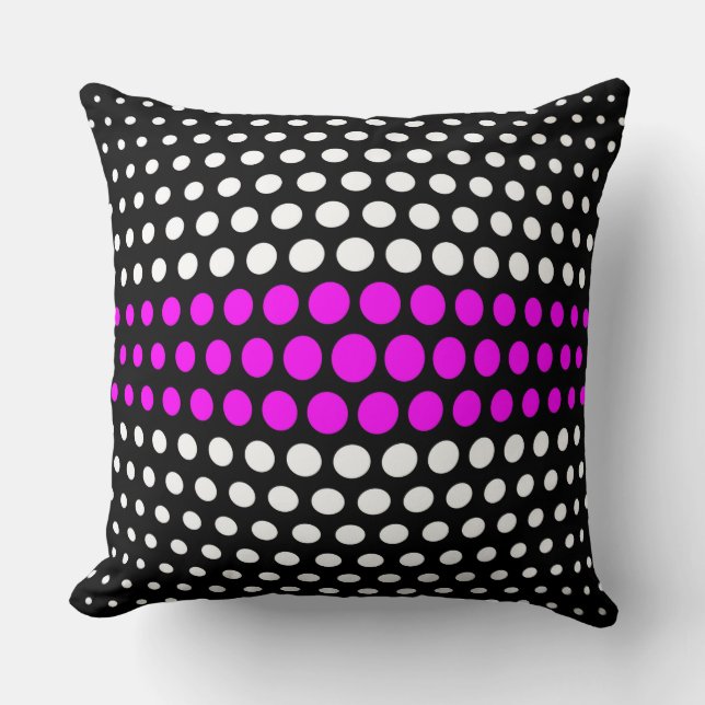 Fuchsia and White Polka Dots Pattern Throw Pillow (Front)
