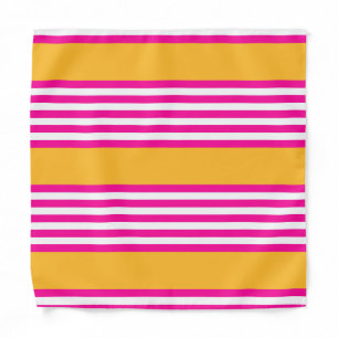 Fuchsia and yellow five stripes pattern bandana