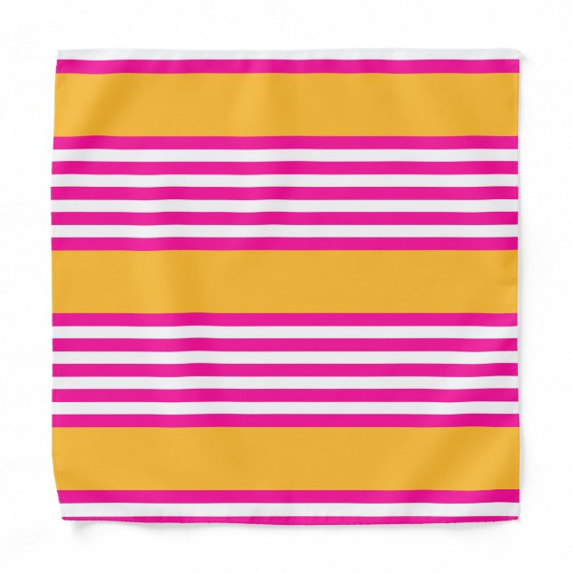 Fuchsia and yellow five stripes pattern bandana (Front)