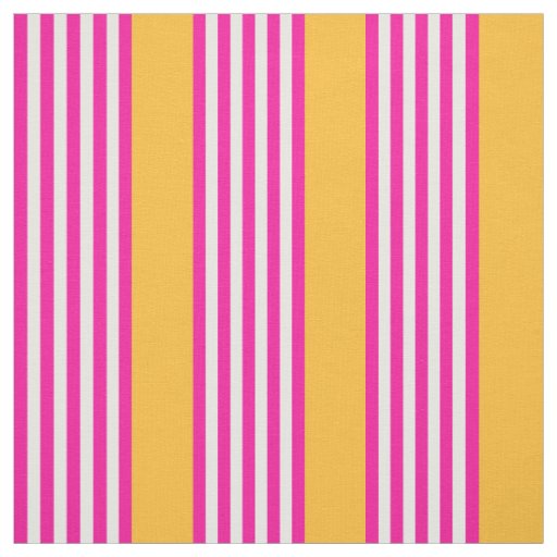 Fuchsia and yellow five stripes pattern fabric