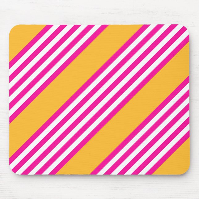 Fuchsia and yellow five stripes pattern mouse pad (Front)