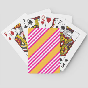 Fuchsia and yellow five stripes pattern poker cards