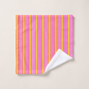 Fuchsia and yellow five stripes pattern wash cloth