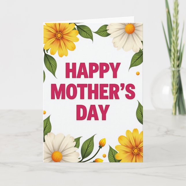 Fuchsia And Yellow Mom Day Card (Front)