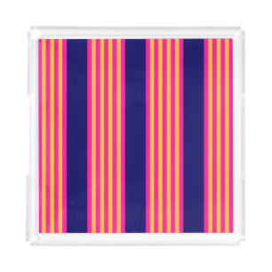 Fuchsia and yellow stripes with navy blue acrylic tray