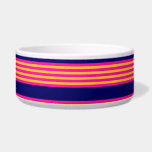 Fuchsia and yellow stripes with navy blue bowl<br><div class="desc">Fuchsia and yellow five stripe pattern with navy blue</div>