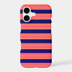 Fuchsia and yellow stripes with navy blue iPhone 17 case