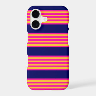 Fuchsia and yellow stripes with navy blue iPhone 17 case