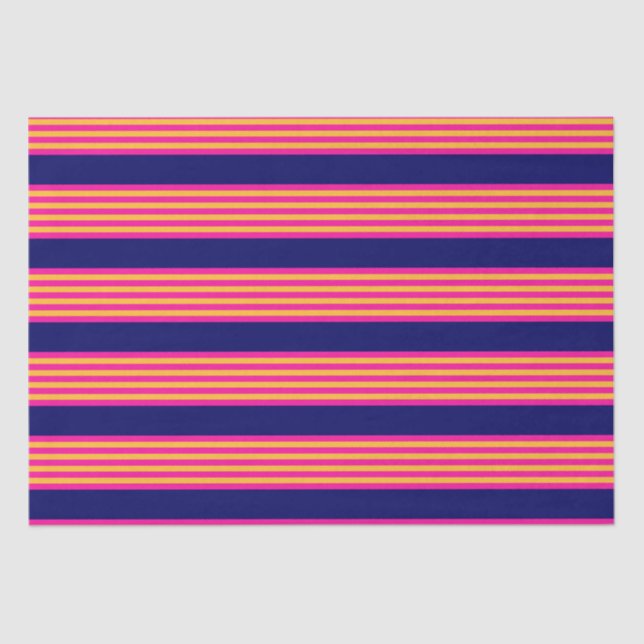 Fuchsia and yellow stripes with navy blue tissue paper (Front)
