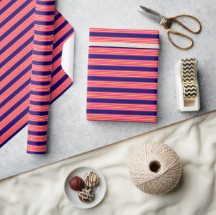 Fuchsia and yellow stripes with navy blue wrapping paper