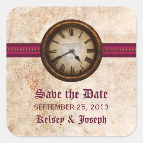 Fuchsia Antique Save the Date Stickers