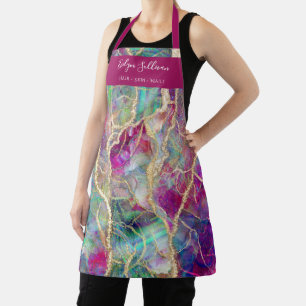 Fuchsia aquamarine opal beauty professional apron
