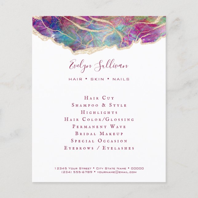 Fuchsia Aquamarine Opal Design Flyer (Front)