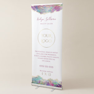 Fuchsia aquamarine opal design retractable banner
