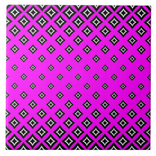 Fuchsia Background and Geometric Square Pattern Ceramic Tile