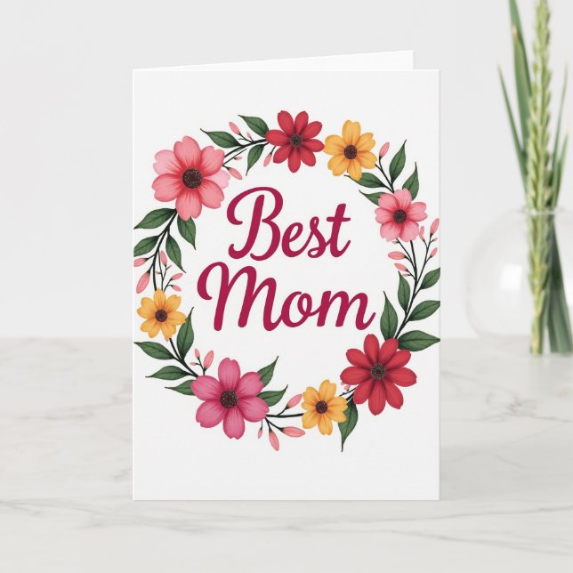 Fuchsia Best Mom Floral Card (Front)