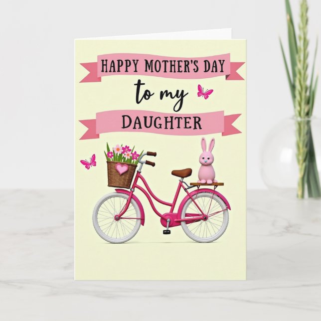 Fuchsia Bike Happy Mothers Day Card (Front)