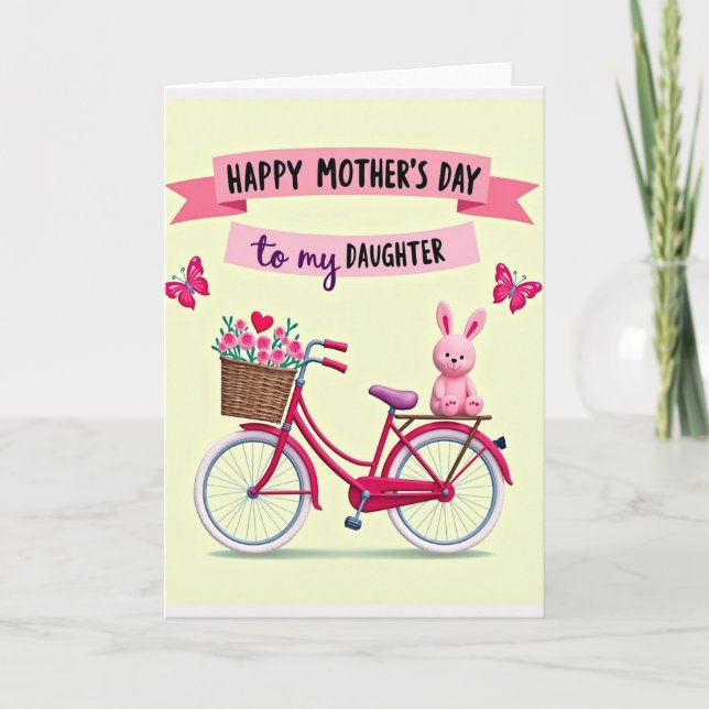 Fuchsia Bike Mothers Day Card (Front)