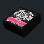 Fuchsia Black and White Damask Wedding Anniversary Keepsake Box<br><div class="desc">Wedding Black Lacquer Keepsake Custom Designer Personalized Jewelry Box or Memory Box Elegant Unique Wedding Anniversary  Christmas Gifts or Valentines Day Gifts     Farmhouse Wedding,  Victorian Wedding,  Medieval Renaissance Wedding,  Black and White Floral Wedding</div>