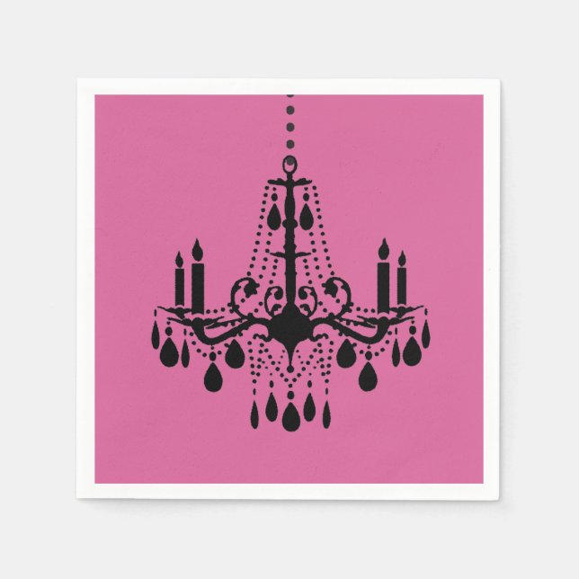 Fuchsia & Black Chandelier Napkin (Front)