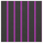 [ Thumbnail: Fuchsia & Black Lined/Striped Pattern Fabric ]