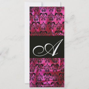 FUCHSIA BLACK SILK DAMASK MONOGRAM ,White Ice Invitation