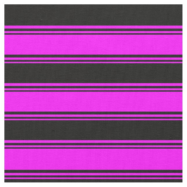 Fuchsia & Black Stripes Fabric (Close Up)