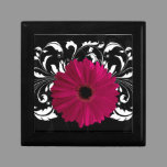 Fuchsia, Black/White Gerbera Daisy Jewelry Box