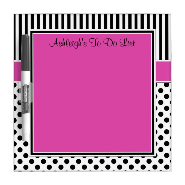 Fuchsia Black White To Do List Dry Erase Board (Front)