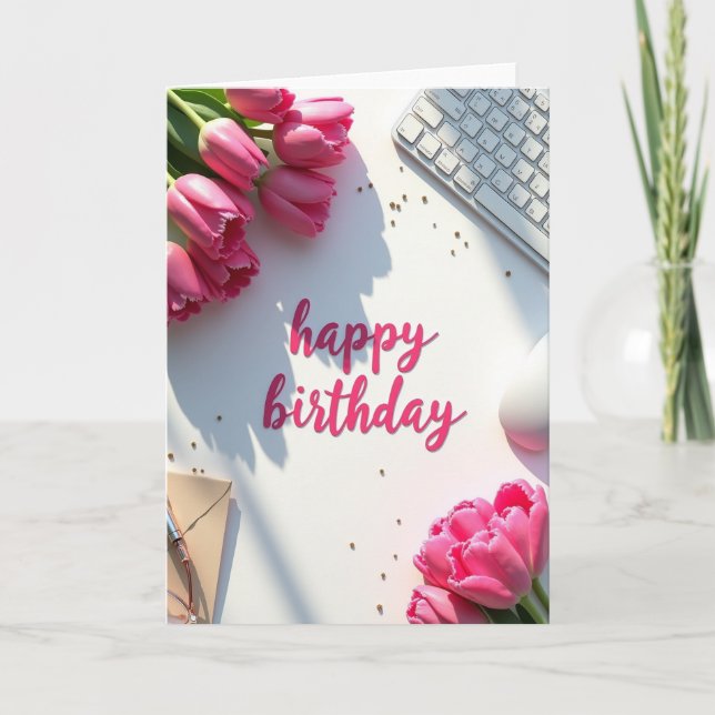 Fuchsia Bloom Birthday Card (Front)