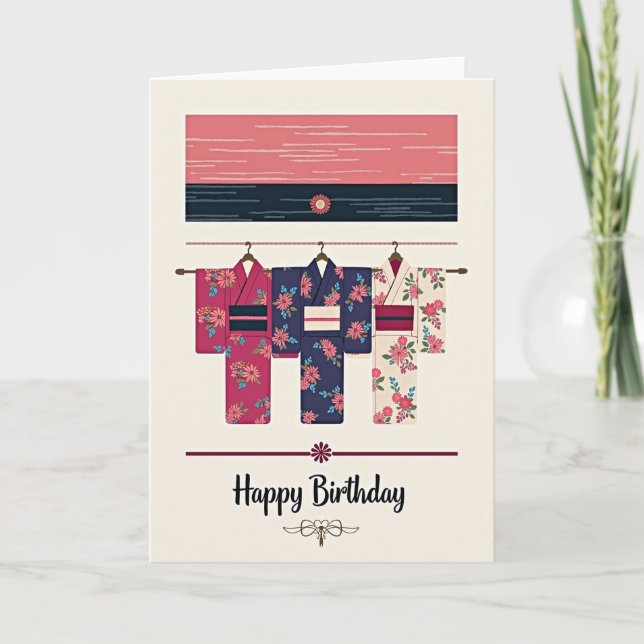 Fuchsia Blossom Birthday Card (Front)