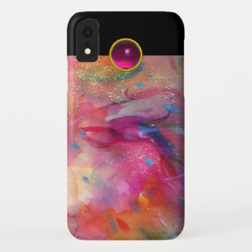 FUCHSIA  BLUE ABSTRACT Pink Amethyst Gemstone iPhone XR Case