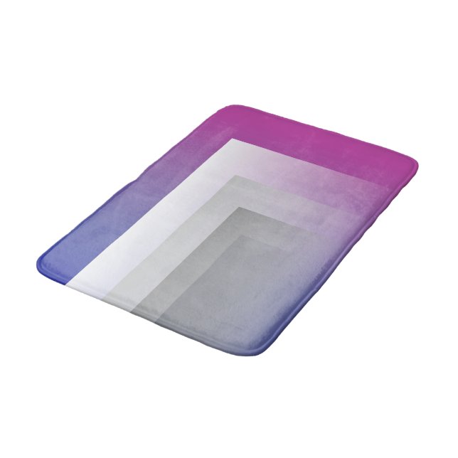 Fuchsia blue gray bath mat (Angled)