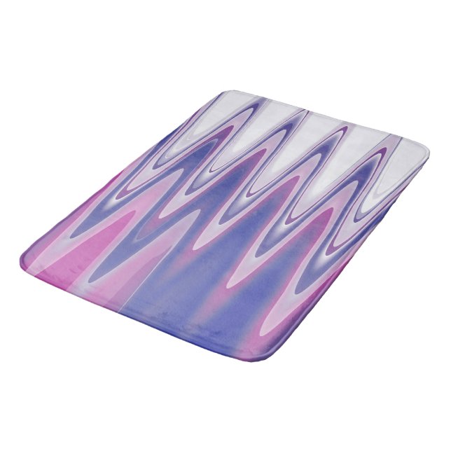 Fuchsia blue gray bath mat (Angled)