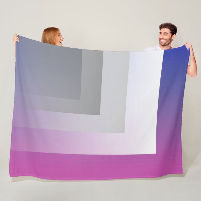 Fuchsia blue gray fleece blanket (In Situ)