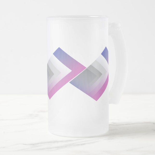 Fuchsia blue gray frosted glass beer mug (Front Right)