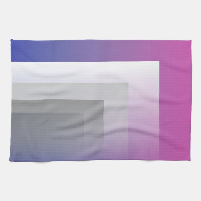 Fuchsia blue gray kitchen towel (Horizontal)