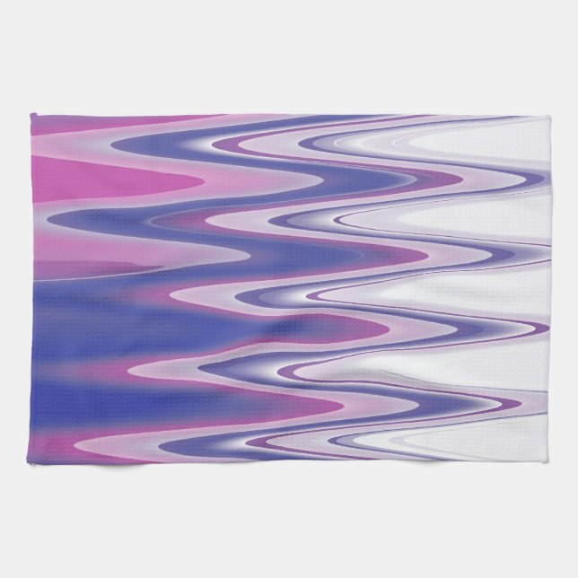 Fuchsia blue gray kitchen towel (Horizontal)
