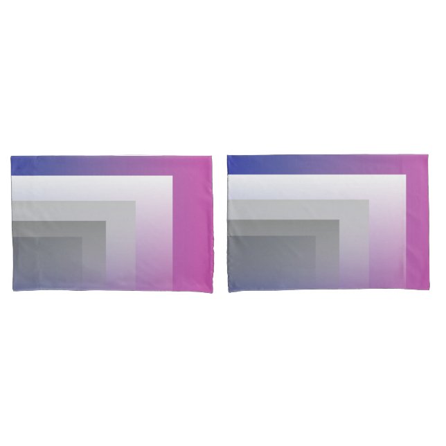 Fuchsia blue gray pillow case (Front-Set)