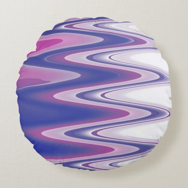 Fuchsia blue gray round pillow (Front)
