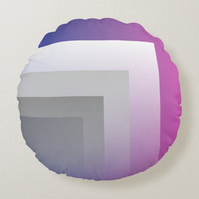 Fuchsia blue gray round pillow (Front)