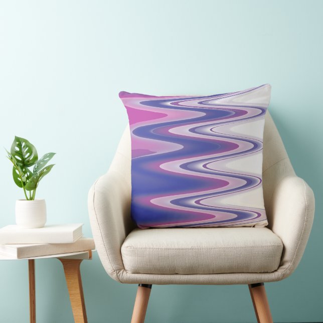 Fuchsia blue gray throw pillow (Chair)