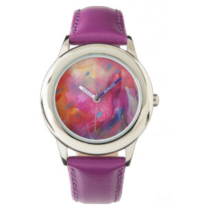 FUCHSIA BLUE PINK ABSTRACT WATCH