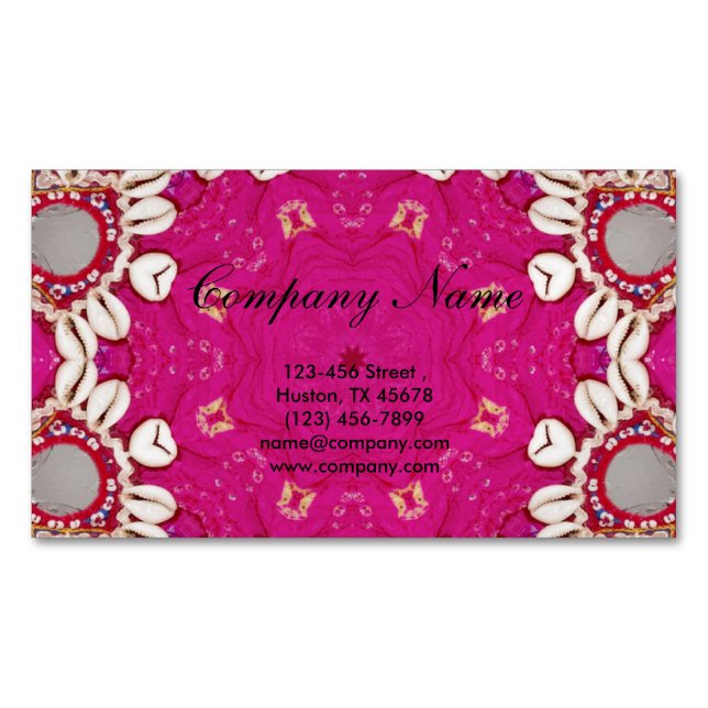 fuchsia bohemian chakra massage therapist Yoga Business Card Magnet (Front)