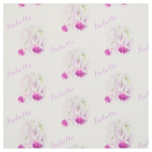 Fuchsia botanical art pink named watercolor fabric
