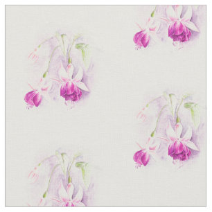 Fuchsia botanical art pink watercolor fabric